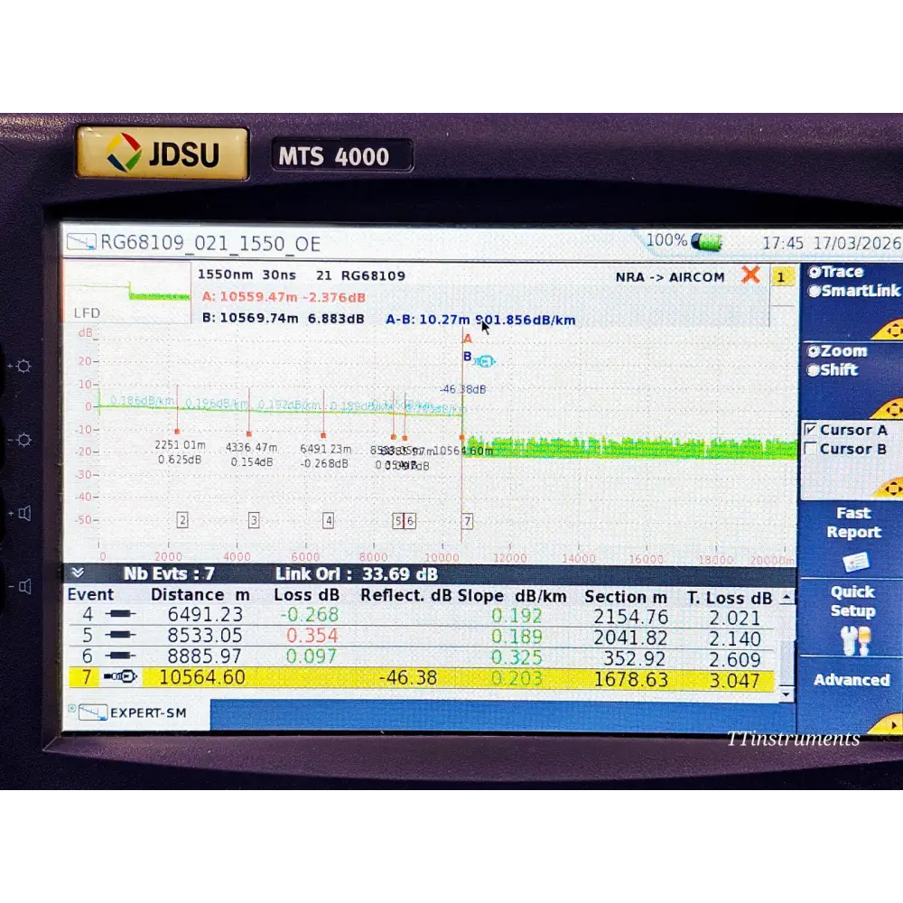 Viavi MTS 4000 Mainframe with 4126 MA SM OTDR 1310/1550nm16