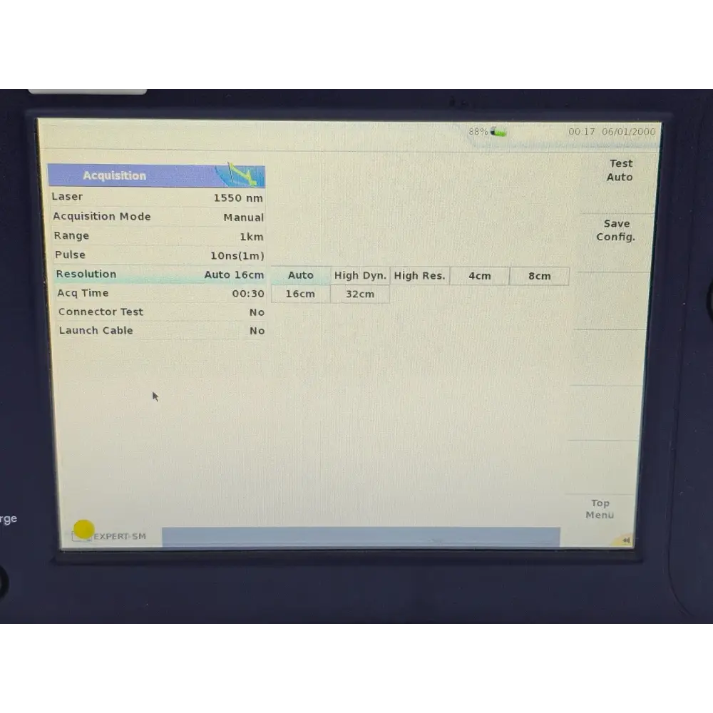 Close-up of Viavi MTS 6000A V2 keypad and navigation controls below touchscreen