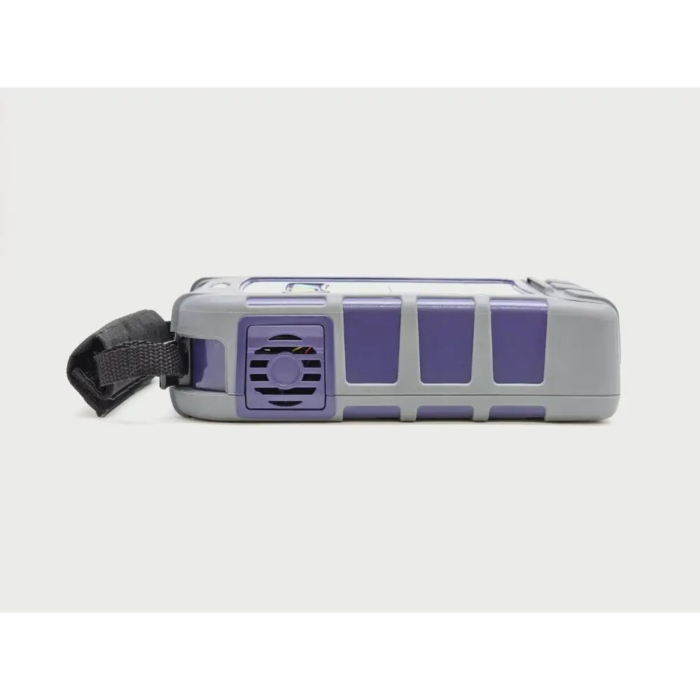 Viavi NSC-100 Network Service Companion left side view showing port access door, hand strap and rugged housing