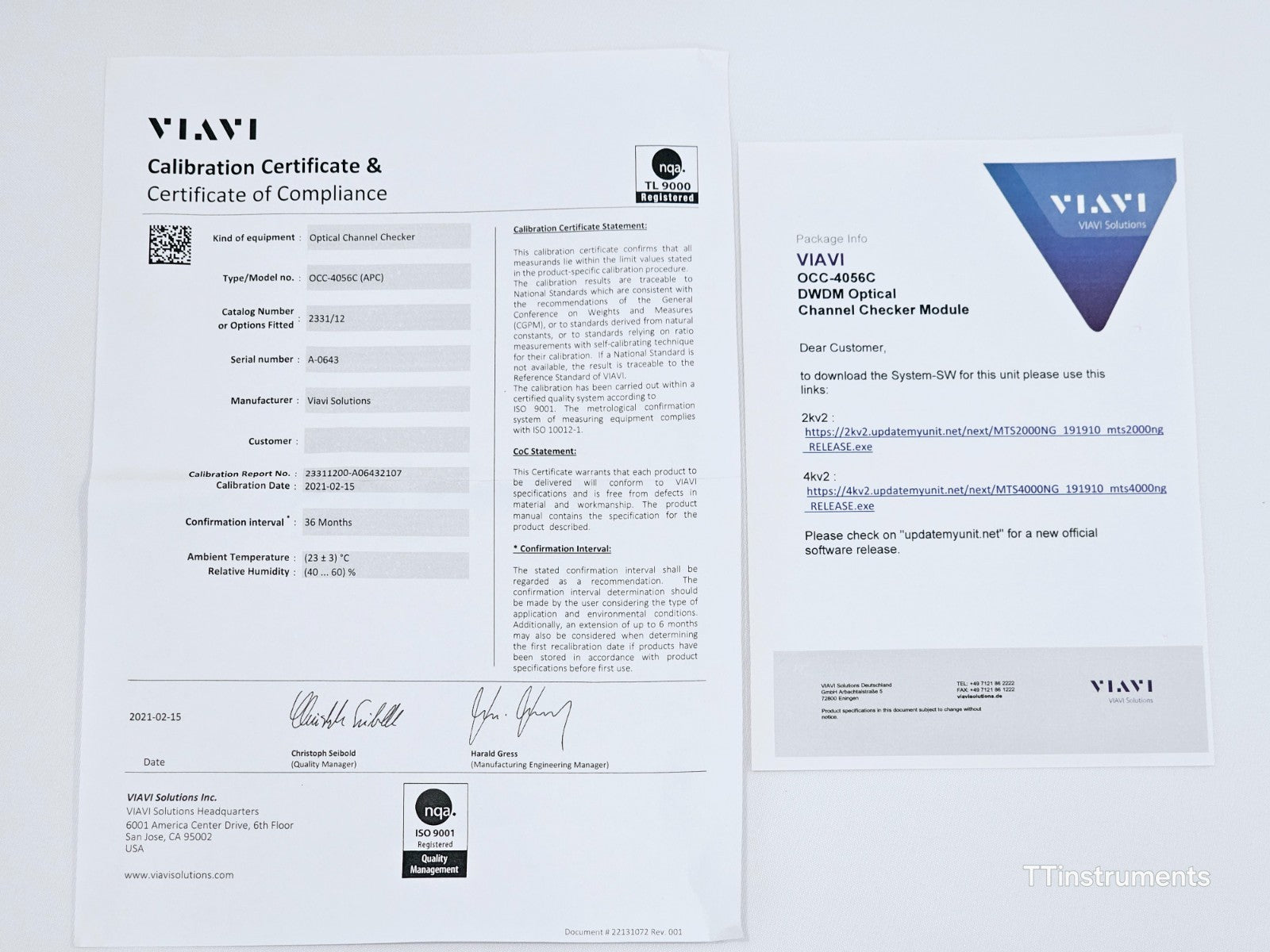 Viavi OCC-4056C 2331/12 Optical Channel Checker APC DWDM Analyzer