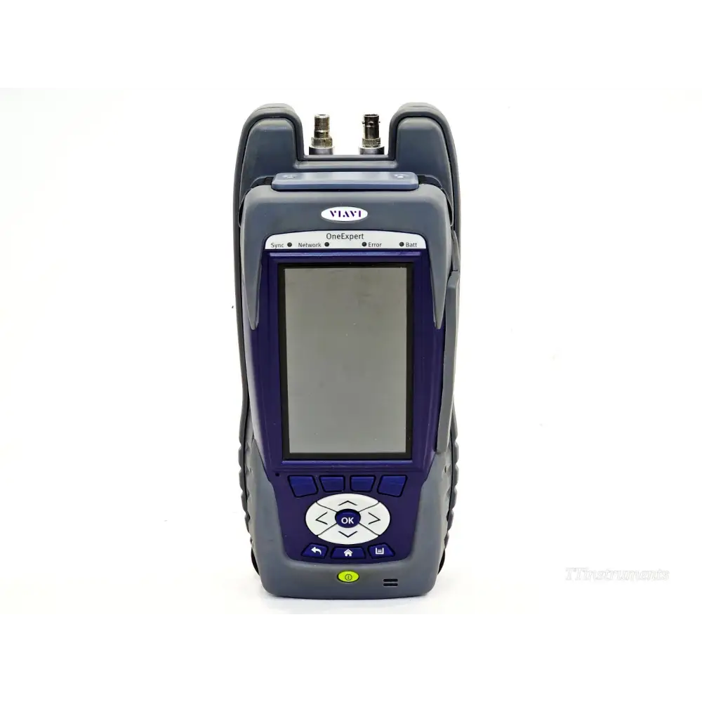 VIAVI OneExpert ONX-630 DSAM meter front view showing LCD screen, keypad, and two BNC ports