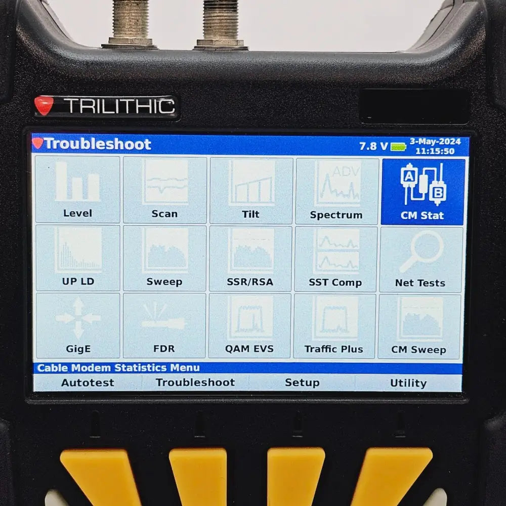 Viavi Trilithic 1G DSP close-up of RF input connectors and port labelling