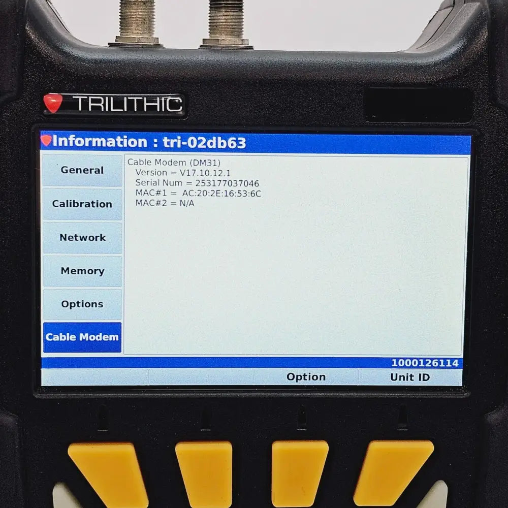 Viavi Trilithic 1G DSP bottom panel view showing vents and labelling