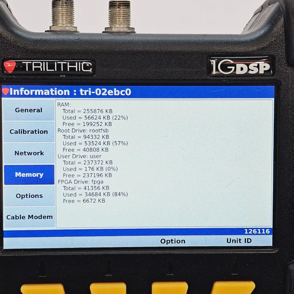 Viavi Trilithic 1G DSP DualRf QAM ingress spectrum analysis screen