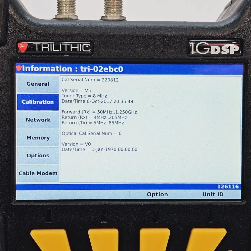 Viavi Trilithic 1G DSP DualRf VoIP and throughput measurement screen