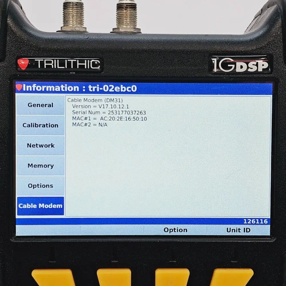 Viavi Trilithic 1G DSP DualRf unit stored in protective carry case