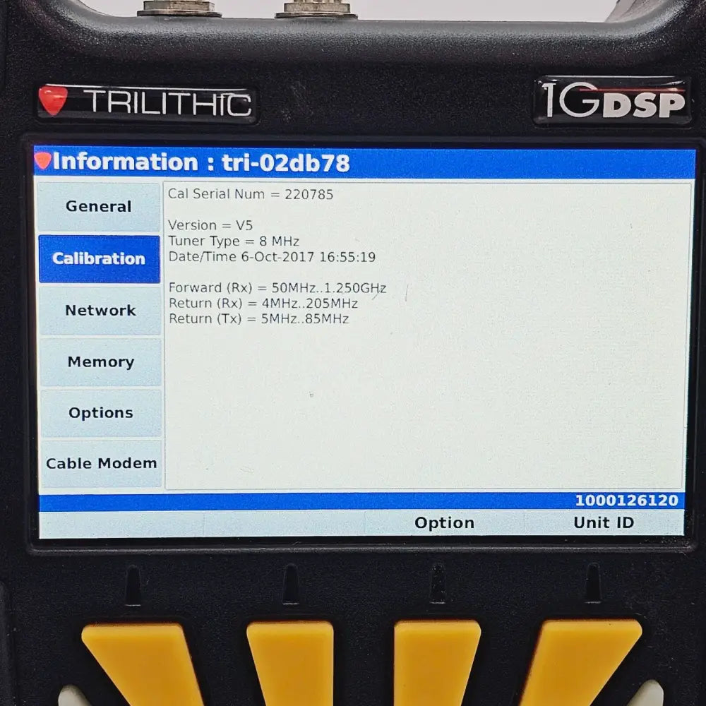 Trilithic 1G DSP top view showing label and unit serial number