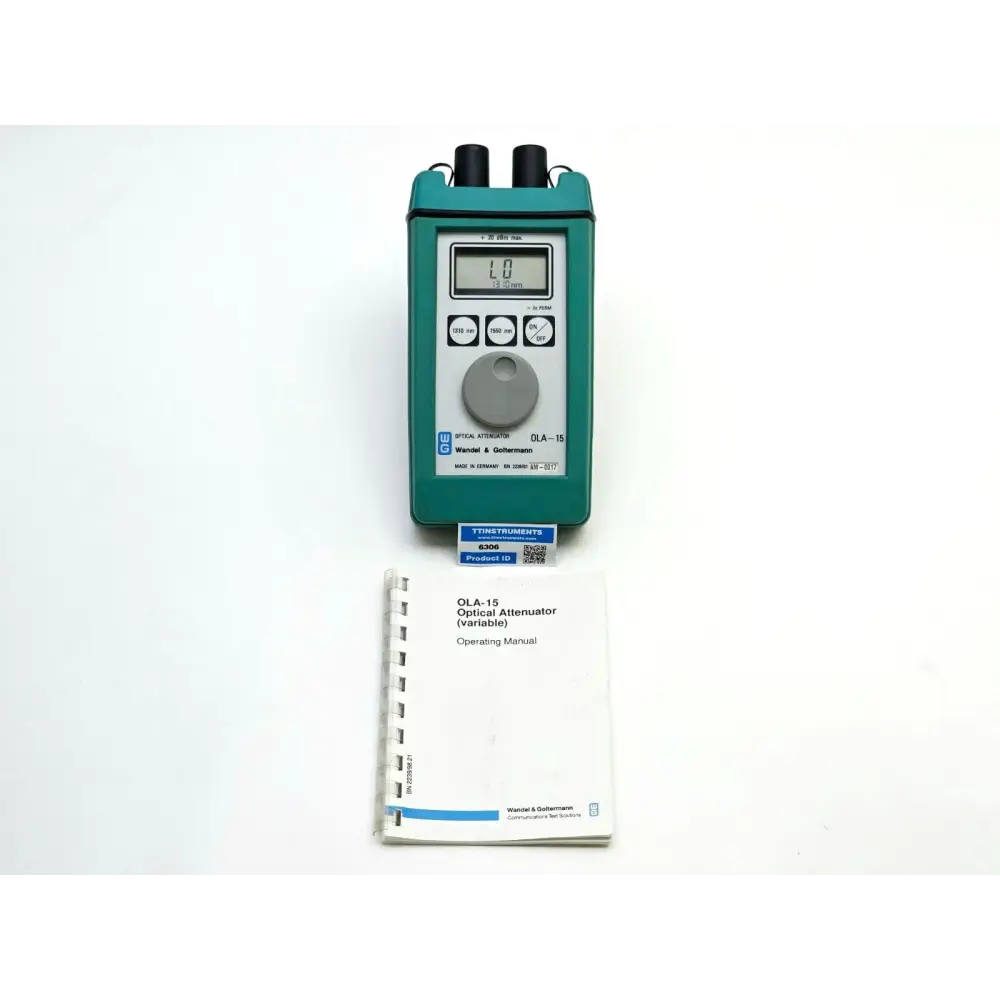 Wandel & Goltermann OLA-15 variable optical attenuator front view showing LCD display and control knob