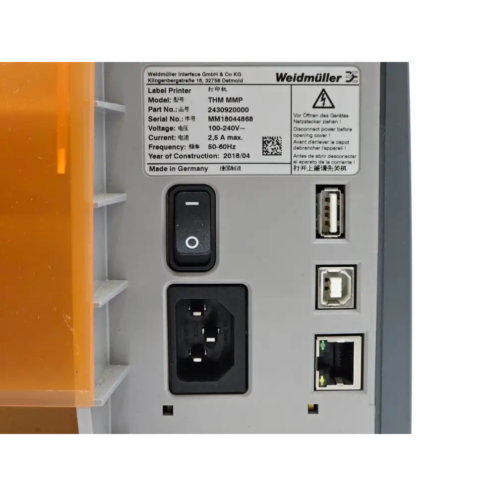 Weidmuller THM MMP MultiMark printer label output slot close-up