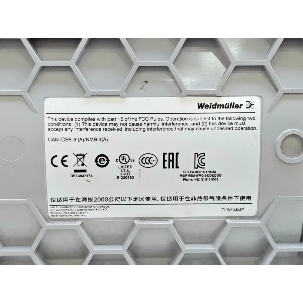 Weidmuller THM MMP MultiMark printer part number label 2430920000