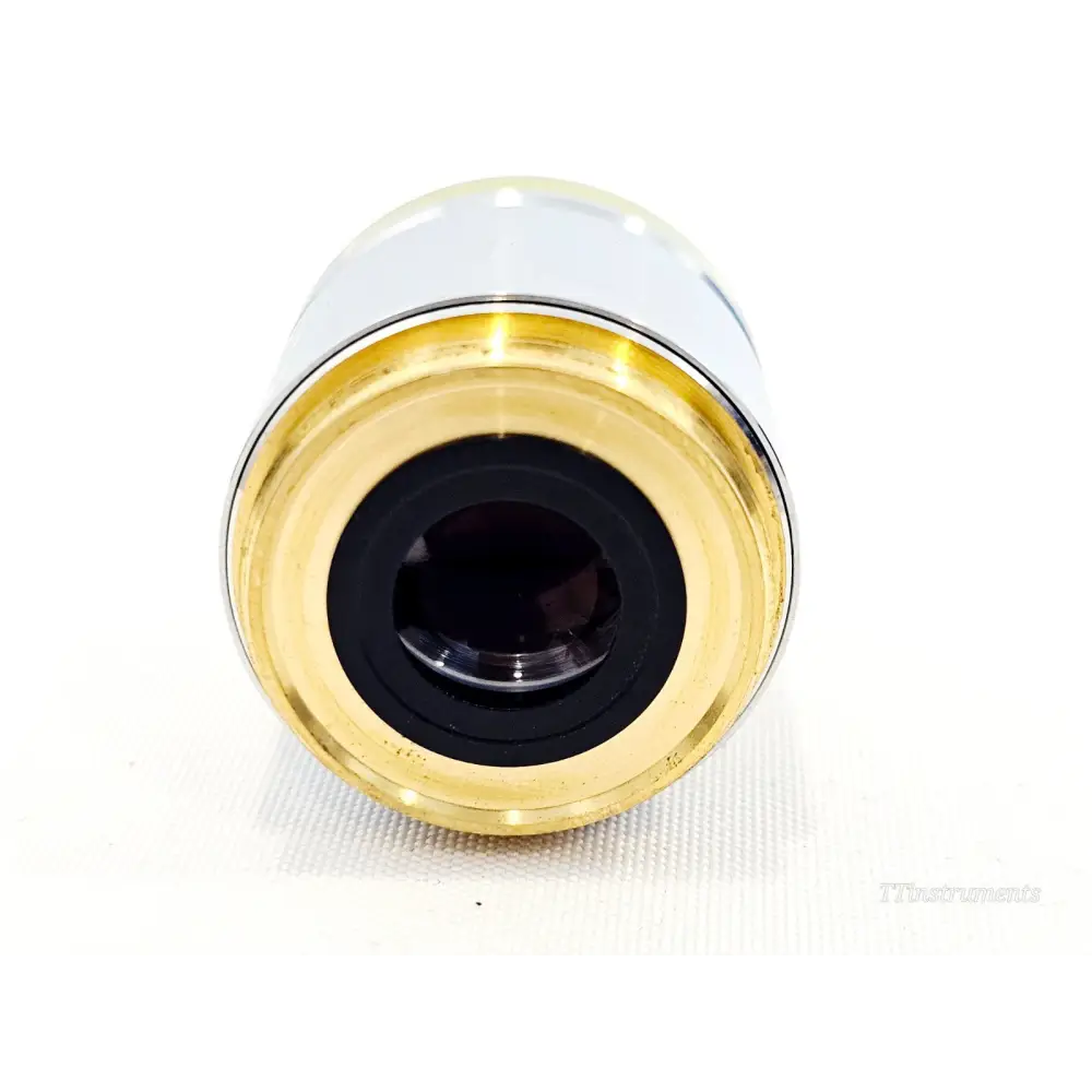 ZEISS LD A-Plan 10x/0.25 Ph1 421241-9910 objective top-down view showing front lens element within gold-coloured brass mount