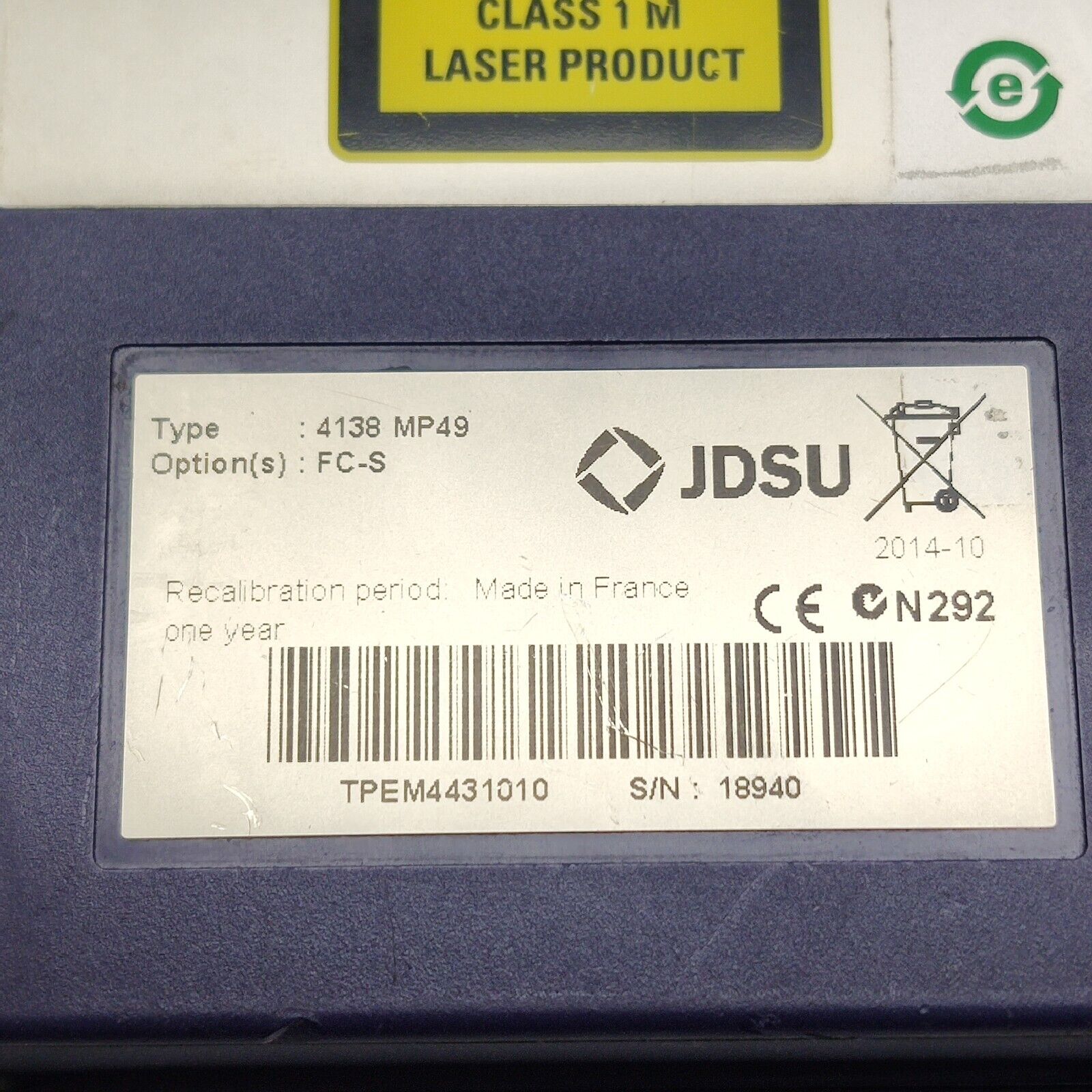 Viavi JDSU T-BERD 2000 w/ 4138 MP49 1310/1490/1550 nm OTDR 43/41/41 dB F-COMP