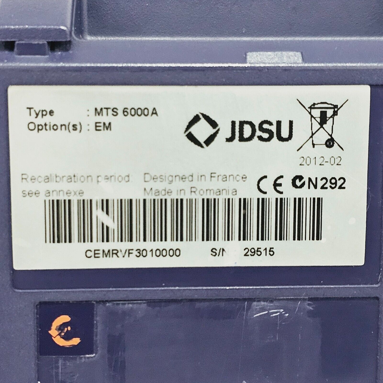Viavi JDSU MTS 6000A w/ 8138 VLR49 1310/1490/1550 nm SM OTDR VLR 45/42/43 dB APC