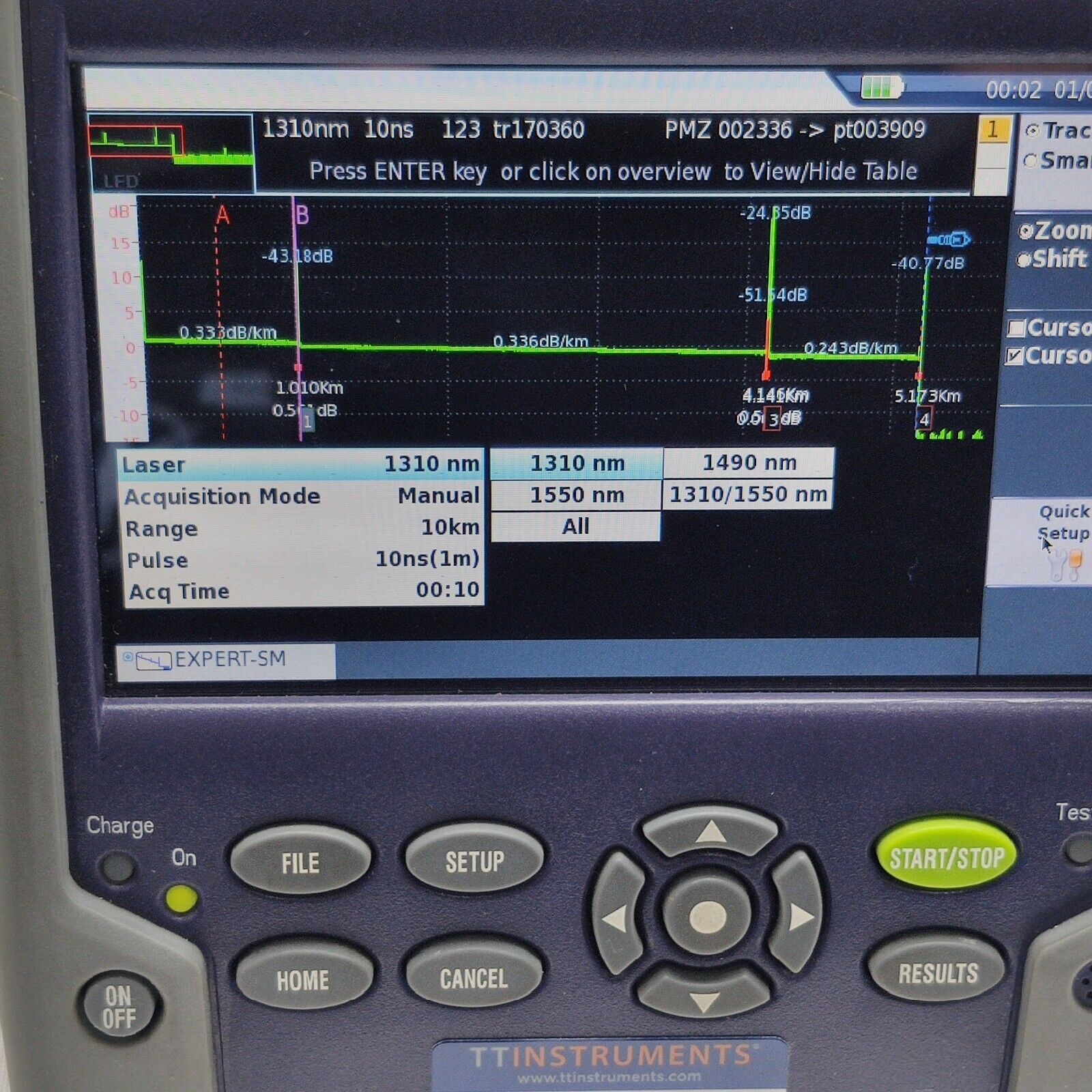 Viavi JDSU T-BERD 2000 w/ 4138 MP49 1310/1490/1550 nm OTDR 43/41/41 dB F-COMP